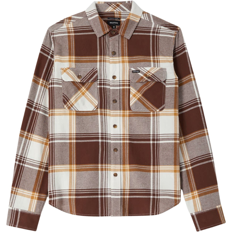 2026 Brixton Mens Bowery Lightweight Ultra Flannel 01391 - Chocolate / Off White